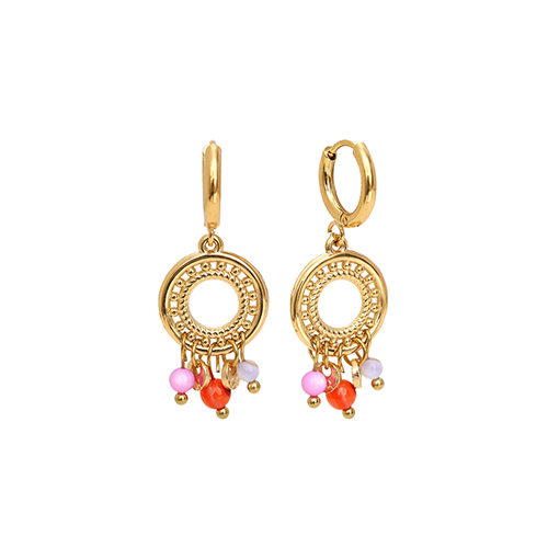 Gouden dromenvanger oorbellen met kleurrijke kralen – boho chic oorhangers voor dames van stainless steel