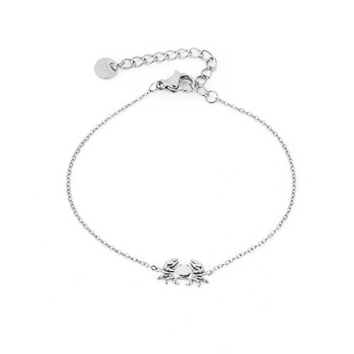Dunne zilverkleurige RVS armband met minimalistisch krabbedel, subtiele beachlook.