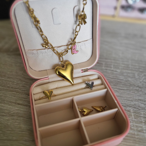 Sieradenbox M – verrassingspakket met sieraden in luxe roze sieradendoosje, ideaal cadeau voor haar