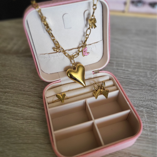 Sieradenbox S – verrassingspakket met sieraden in luxe roze sieradendoosje, ideaal cadeau voor haar