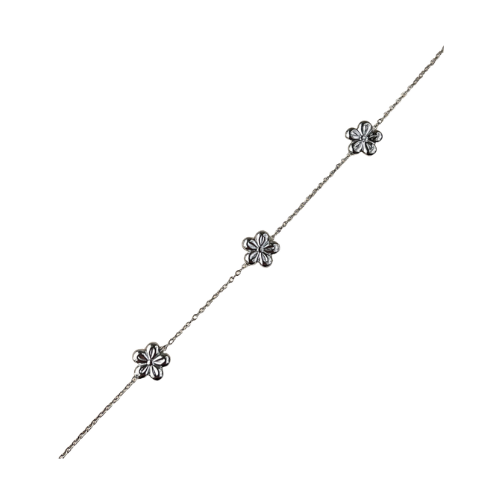 Zilverkleurig sierlijk bloemen enkelbandje van roestvrij staal, verstelbaar en lichtgewicht