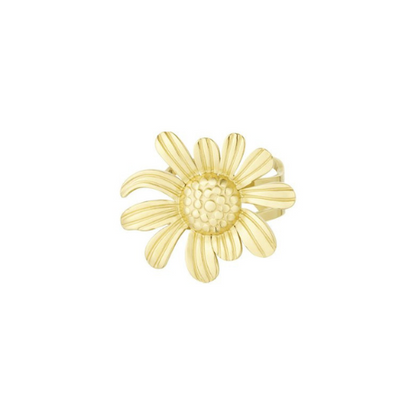 Goudkleurige ring met bloemdesign – speelse en opvallende damesring in bloemvorm, verstelbaar en zomers