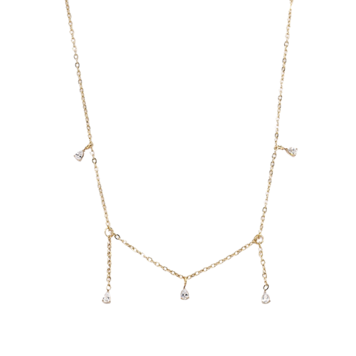 Goudkleurige subtiele ketting met strass steentjes - luxe dames ketting