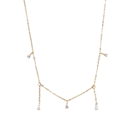 Goudkleurige subtiele ketting met strass steentjes - luxe dames ketting