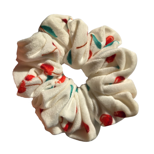 Cherry Velvet Scrunchie