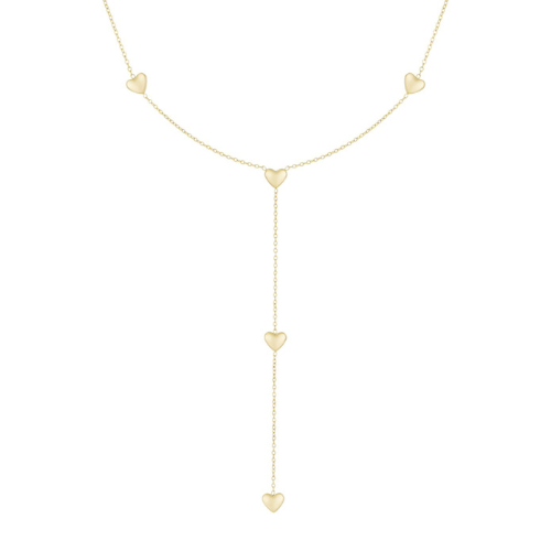 Goudkleurige Falling in Love ketting met meerdere hartjes en een elegante verticale hartjeslijn voor een romantische en verfijnde uitstraling