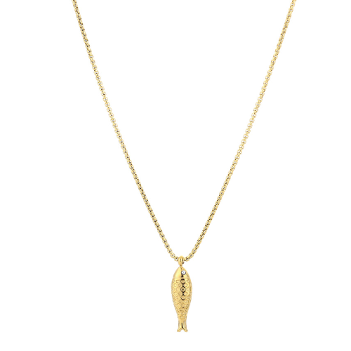 Minimalistische gouden ketting met gedetailleerde visbedel – elegant sieraad voor dagelijks gebruik of speciale gelegenheden.
