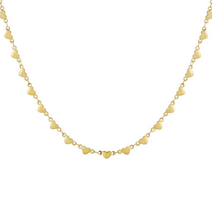 Heart Link Chain lange goudkleurige ketting met fijne hartvormige schakels voor een romantische en elegante uitstraling.