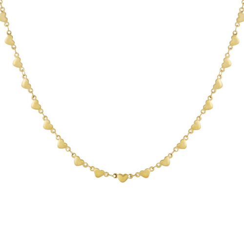 Heart Link Chain lange goudkleurige ketting met fijne hartvormige schakels voor een romantische en elegante uitstraling.