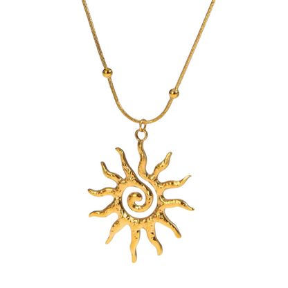 Goudkleurige bolletjesketting met open zon hanger – stijlvolle minimalistische ketting voor dames.