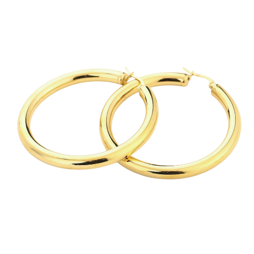 Goudkleurige Icon Hoops van stainless steel - 5 cm grootte - liggend weergegeven