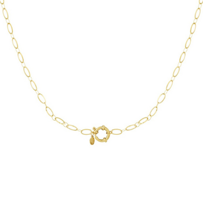Lock Ketting met grove schakels en goudkleurig slotdetail voor een stoere en moderne uitstraling