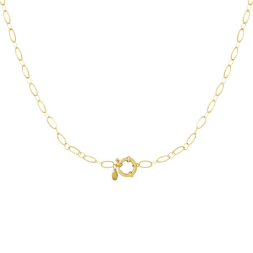 Lock Ketting met grove schakels en goudkleurig slotdetail voor een stoere en moderne uitstraling