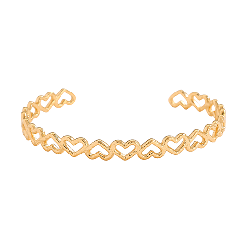 Goudkleurige dames bangle met open hartjesdesign, elegant en romantisch sieraad voor elke gelegenheid - Stainless Steel