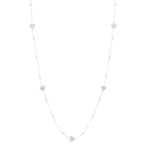 Love Chain lange zilverkleurige ketting met subtiele hartvormige hangers voor een elegante en romantische uitstraling