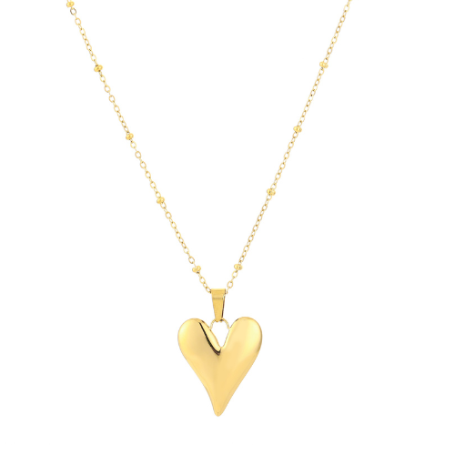 Minimalistische gouden ketting met hartvormige hanger en fijne bolaccenten – stijlvol damesaccessoire.