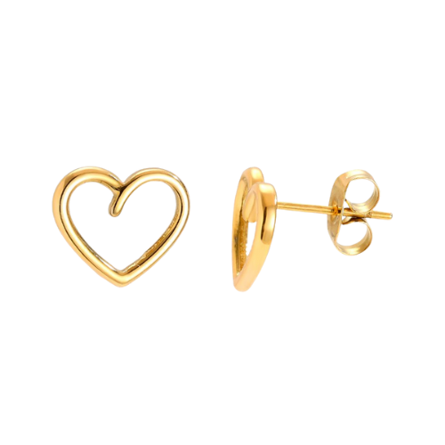 Loveline Studs oorstekers met open hartdesign in goudkleur voor een romantische en elegante uitstraling