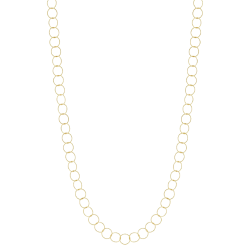Luna Loop Chain lange goudkleurige ketting met verfijnde ronde schakels voor een elegante en tijdloze stijl