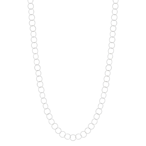 Luna Loop Chain lange zilverkleurige ketting met verfijnde ronde schakels voor een elegante en tijdloze stijl