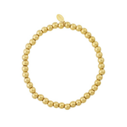 Goudkleurige armband met 5 mm kralen – Medium Balls armband van roestvrij staal voor dames