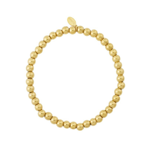 Goudkleurige armband met 5 mm kralen – Medium Balls armband van roestvrij staal voor dames