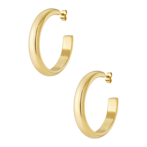 Goudkleurige oorringen van 4 cm – tijdloze en elegante Muse Hoops voor dames, gemaakt van roestvrij staal.