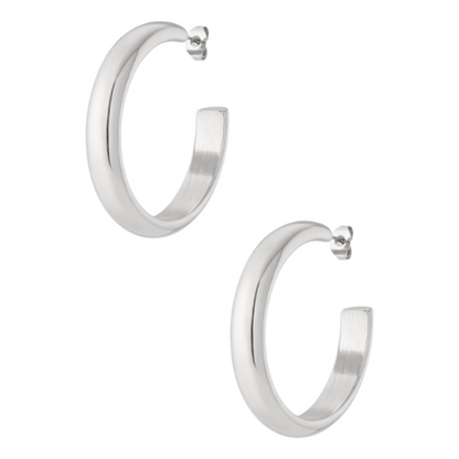 Zilverkleurige oorringen van 4 cm – tijdloze en elegante Muse Hoops voor dames, gemaakt van roestvrij staal
