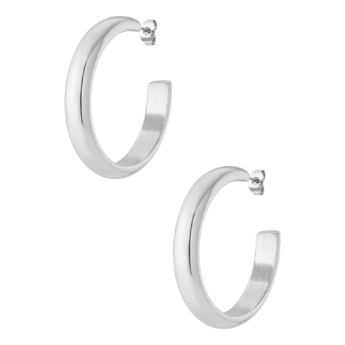 Zilverkleurige oorringen van 4 cm – tijdloze en elegante Muse Hoops voor dames, gemaakt van roestvrij staal