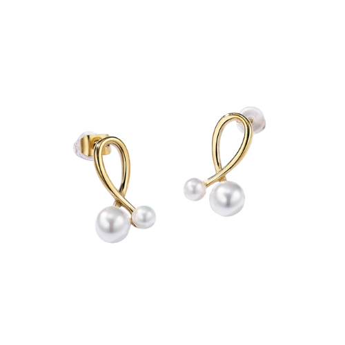 Goudkleurige subtiele oorbellen met parel accent - luxe dames oorbellen