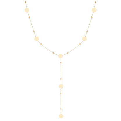 Opulent Cascade Chain lange goudkleurige Y-ketting met ronde hangers voor een elegante en luxueuze stijl