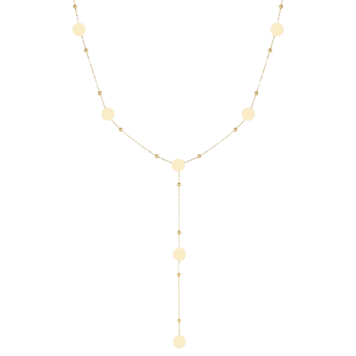 Opulent Cascade Chain lange goudkleurige Y-ketting met ronde hangers voor een elegante en luxueuze stijl