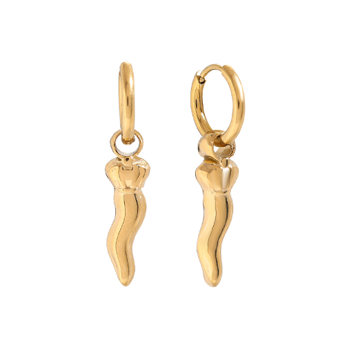 Goudkleurige peper oorbellen van stainless steel – trendy dames oorringen met speels design