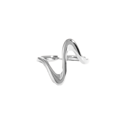 Zilverkleurige Pulse Ring met golvend design – moderne damesring van roestvrij staal