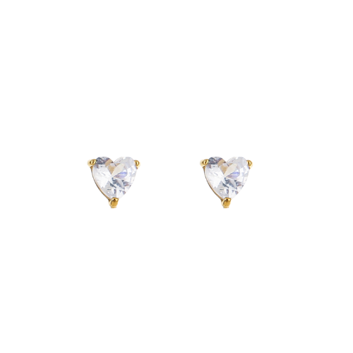 Pure Heart Studs goudkleurige oorstekers met hartvormige zirkonia steen voor een elegante en romantische uitstraling