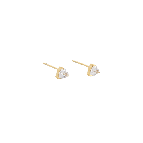 Pure Heart Studs goudkleurige oorstekers met hartvormige zirkonia steen voor een elegante en romantische uitstraling - gemaakt van roestvrij staal