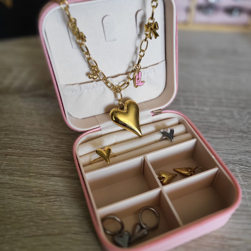 Sieradenbox L – verrassingspakket met sieraden in luxe roze sieradendoosje, ideaal cadeau voor haar