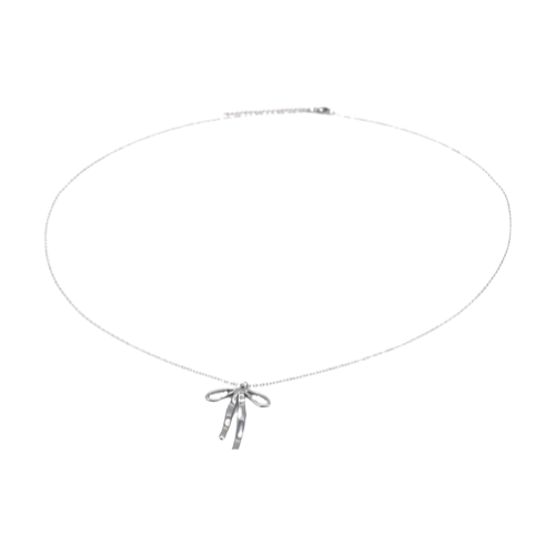 Zilverkleurige Silky Knot ketting van 70 cm met sierlijke knoophanger – minimalistische roestvrijstalen ketting voor een elegante look.