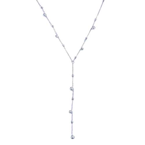 Zilverkleurige stainless steel Y-ketting met bolletjes - te combineren met de Lyra armband