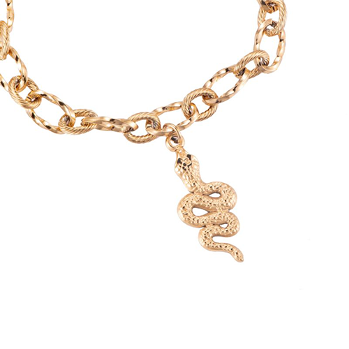 Goudkleurige slanghanger van roestvrij staal – Snake armband dames sieraden edgy stijl