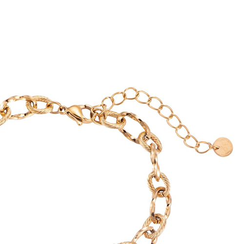 Goudkleurige chakelarmband met slanghanger van roestvrij staal – stevige sluiting
