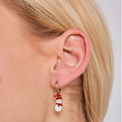 Sneeuwpop oorbellen met kleur - ideaal voor de wintermaanden en feestdagen