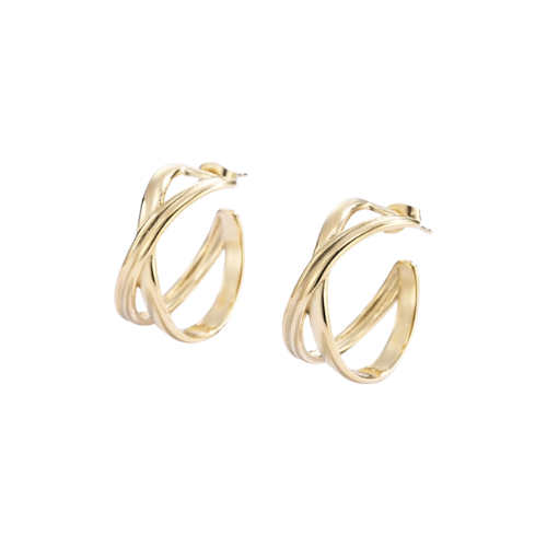 Goudkleurige dubbele hoops van 4 cm - subtiele dames oorbellen