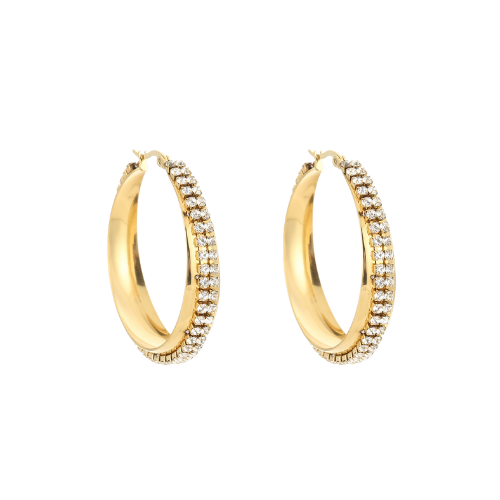 Goudkleurige Sparkle Hoops met fonkelende steentjes – elegante oorringen van 4.5 centimeter - gemaakt van roestvrijstaal
