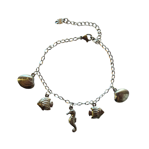 Handgemaakt stainless steel bedelarmband vol met zomerse bedels - gemaakt van hoogwaardig roestvrij staal