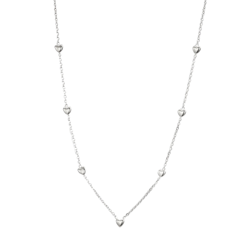 Zilverkleurige subtiele hartjes ketting van stainless steel - romantische ketting voor dames, tieners of kinderen