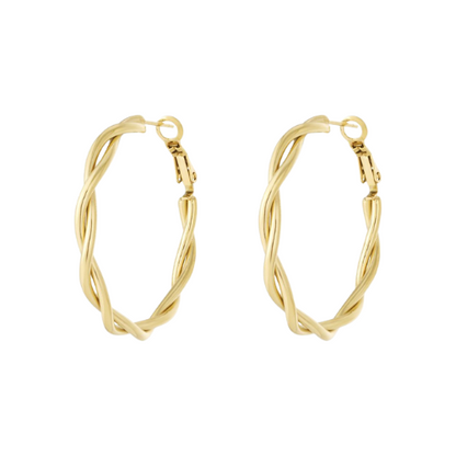 Swirl Hoops van 4 cm met elegante goudkleurige gedraaide vorm voor een stijlvolle en luxe uitstraling