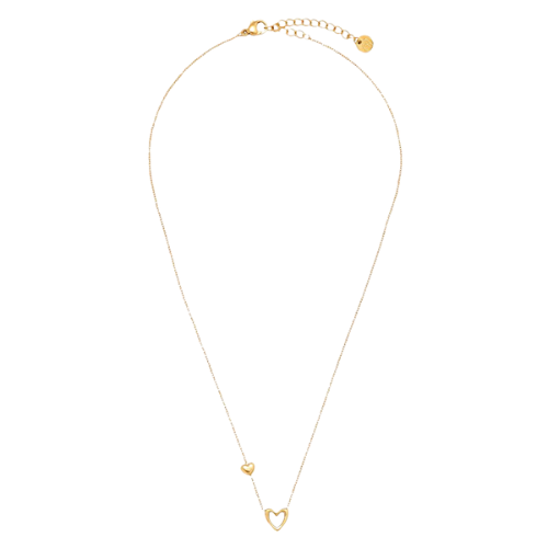 Twinheart Ketting met twee goudkleurige hartjes, een met natuursteen, voor een romantische en verfijnde look