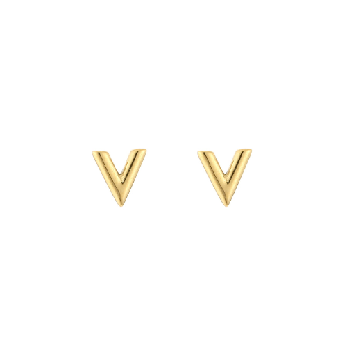 V Studs goudkleurige oorstekers met minimalistische V-vorm voor een moderne en stijlvolle look