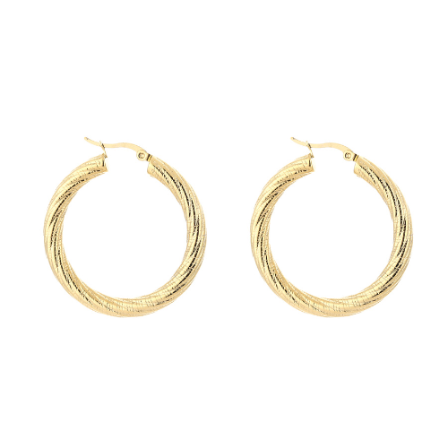 Goudkleurige Vogue Hoops met gedraaide textuur – gemaakt van roestvrij staal - 4 centimeter