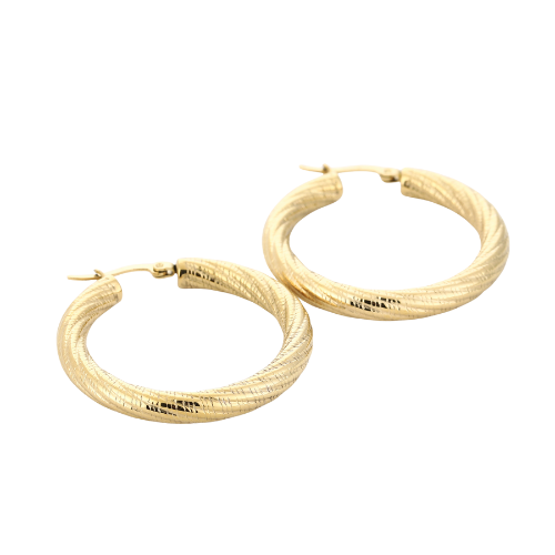 Goudkleurige Vogue Hoops met gedraaide textuur van 4 centimeter – gemaakt van stainless steel